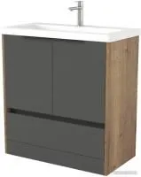 Дабер Тумба под умывальник 017 Тобага/Эридан 80 Т17.8Т.0.22Ч (дуб галифакс/серый/ручка черная)