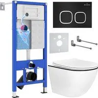 Roxen Antares Black в комплекте с инсталляцией StounFix Dual Fresh 6 в 1 964681 (кнопка: черный мато