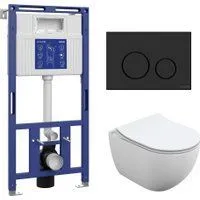 Cersanit Brasko Slim 64824 + Aqua Prime М 50 68179 с кнопкой Twins 63525 (кнопка черный матовый)