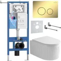 Roxen Royal Matt в комплекте с инсталляцией StounFix Dual Fresh 6 в 1 868485 (кнопка: золото)