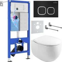 Roxen Egg в комплекте с инсталляцией StounFix Dual Fresh 6 в 1 964079 (кнопка: черный матовый)