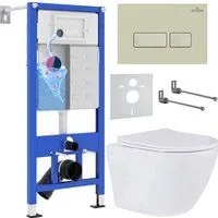 Roxen Antares 530185-01 в комплекте с инсталляцией StounFix Dual Fresh 6 в 1 966626 (кнопка: бежевый