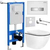 Roxen Antares Black в комплекте с инсталляцией StounFix Dual Fresh 6 в 1 964909 (кнопка: белое стекл