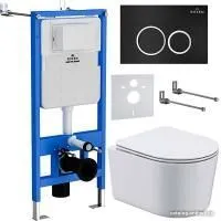 Roxen Simple Compact в комплекте с инсталляцией StounFix Slim 6 в 1 911522 (кнопка: черный матовый)