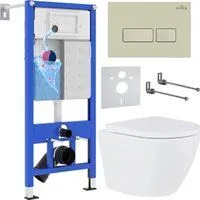 Roxen Antares 530185-02 в комплекте с инсталляцией StounFix Dual Fresh 6 в 1 966628 (кнопка: бежевый