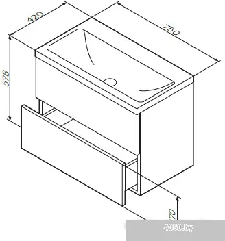 AM.PM Тумба под умывальник Gem 75 [M90FHX07522]