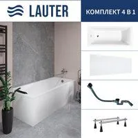 Lauter Aurora 170x70 21010070 (с ножками, лицевым экраном и сифоном 21Y32001 матовый черный)