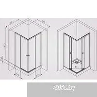 AM.PM X-joy 90x90 W94G-403-9090-MT1K (серебристый/прозрачное стекло)