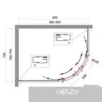 BelBagno UNO-195-RH-2-100/80-C-Cr (прозрачное стекло)