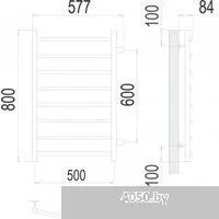 TERMINUS Классик П8 500x800 (боковое подключение 60, хром)