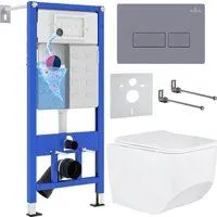 Roxen Boro в комплекте с инсталляцией StounFix Dual Fresh 6 в 1 966786 (кнопка: серый гранит)