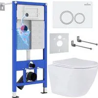 Roxen Antares в комплекте с инсталляцией StounFix Dual Fresh 6 в 1 501057 (кнопка: белый глянец)