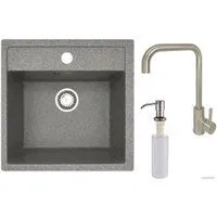 БелЭворс Rio + смеситель W4998-4 + дозатор L405-1 (серый/сатин)