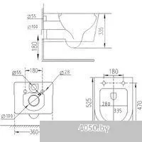 Roxen Porto в комплекте с инсталляцией StounFix Dual Fresh 6 в 1 868573 (кнопка: сатин матовая)