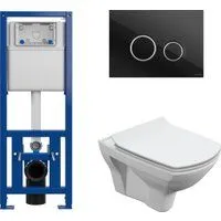 Cersanit Carina New Clean On с инстал. Link Pro (с кнопкой Twins 64117 стекло черный)