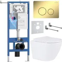 Roxen Antares в комплекте с инсталляцией StounFix Dual Fresh 6 в 1 868479 (кнопка: золото глянцевая)