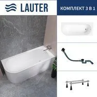 Lauter Monaco 170x72.5 2113170R (с ножками и сифоном 21Y32001 матовый черный)