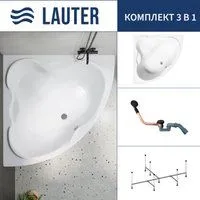 Lauter Riviera 150x150 21050150 (с каркасом и сифоном 21Y11021 матовый черный)