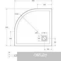 BelBagno TRAY-MR-UNO-R-90-550-35-W