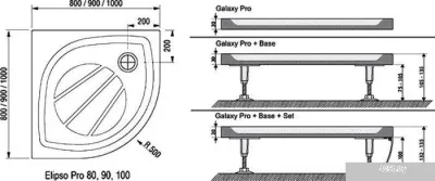 Душевой поддон Ravak Galaxy Elipso Pro 100x100 [XA23AA01010]
