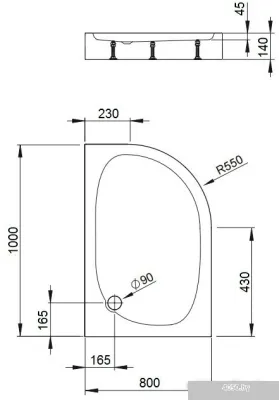 Душевой поддон Bravat Type-D2 P2810 100х80