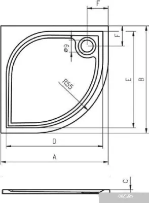 Душевой поддон Riho Kolping закругленный 90x90 [DB14]