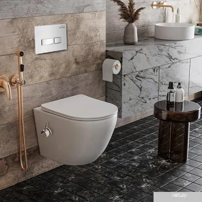 Roxen Antares Bidet в комплекте с инсталляцией StounFix Slim 6 в 1 962866 (кнопка: белое стекло)