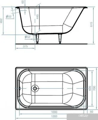 Ванна Универсал ВЧ-1200 Каприз 120x70 (1 сорт, с ножками)