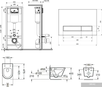 Унитаз Lavinia Boho Biore Compacto Rimless 7 в 1 87050170 (хром пластик)