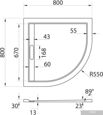 Душевой поддон Cezares TRAY-AS-R-80-30-W