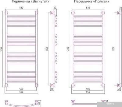 Полотенцесушитель Сунержа Богема+ 1200x500 31-0220-1250