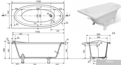 Ванна Эстет Венеция 170x80 (правая)