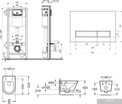 Унитаз Lavinia Boho Biore Compacto Rimless 7 в 1 87040088 (черный пластик)