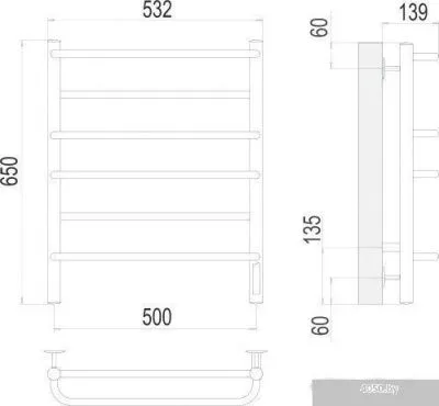 Полотенцесушитель TERMINUS Евромикс П6 электро (500х650)