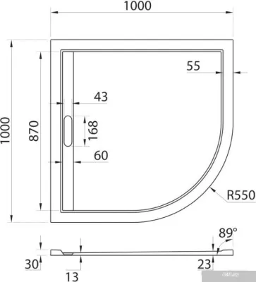 Душевой поддон Cezares TRAY-AS-R-100-30-W