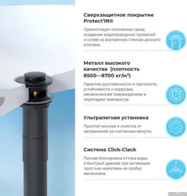Wellsee Drainage System 182125001 (сифон, донный клапан, матовый черный)