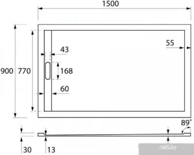 Душевой поддон Cezares TRAY-AS-AH-150/90-30-W 150x90