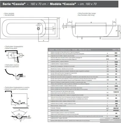 Ванна Smavit Cassia Titanium 160x70 (ножки Standart)
