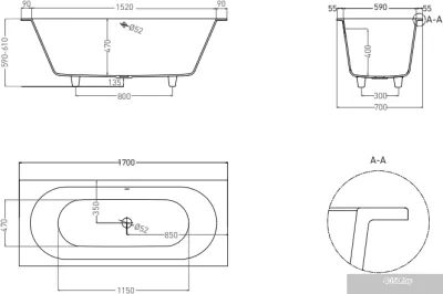 Salini Ornella Axis 170x70 104623M (S-Stone, матовый)
