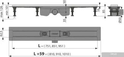 Alcaplast APZ22-850 (с решеткой Tile)