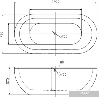 Ванна BelBagno BB13 170x79