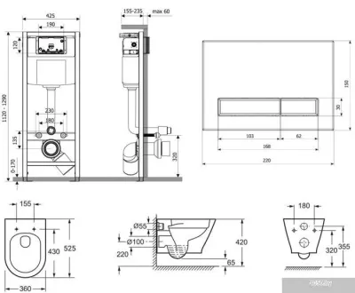 Унитаз Lavinia Boho Relfix Elegant Rimless 6 в 1 87561067 (белое стекло)