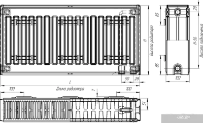 Стальной панельный радиатор Лидея ЛК 22-309 тип 22 300x900