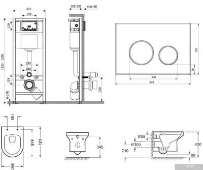 Унитаз Lavinia Boho Relfix Grance Hill Rimless 7 в 1 87561034 (белый пластик)