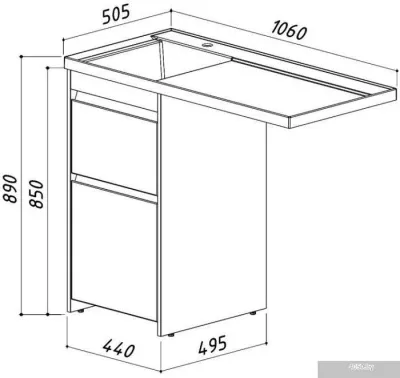 Belux Тумба под умывальник Ока Н 44-02 (1, белый глянец)
