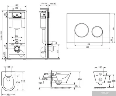 Унитаз Lavinia Boho Relfix Elegant Rimless 6 в 1 87561083 (белый/золотой пластик)