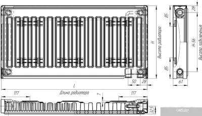 Стальной панельный радиатор Лидея ЛК 11-504 тип 11 500x400