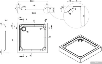 Душевой поддон AM.PM Gem W90T-403-090W