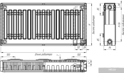 Стальной панельный радиатор Лидея ЛК 21-510 тип 21 500x1000