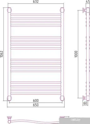 Полотенцесушитель Сунержа Флюид+ 1000x600 00-0222-1060